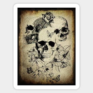 Skulls and Roses with Butterfly Sticker